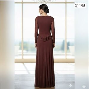 Enigma maroon shimmery long sleeve dress, beautiful, in great condition,1X-2X